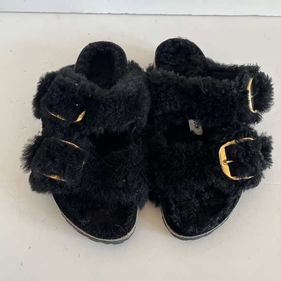 Birkenstock Arizona Big Buckle Teddy Shearling Sandals Size 38 - Picture 3 of 9